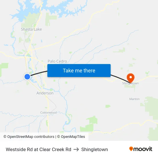 Westside Rd at Clear Creek Rd to Shingletown map