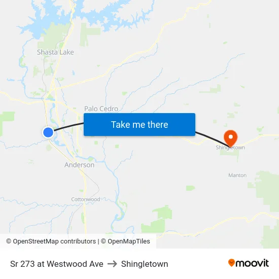Sr 273 at Westwood Ave to Shingletown map
