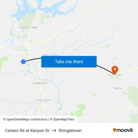 Cedars Rd at Kenyon Dr to Shingletown map