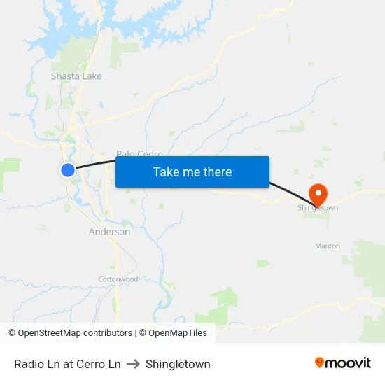 Radio Ln at Cerro Ln to Shingletown map