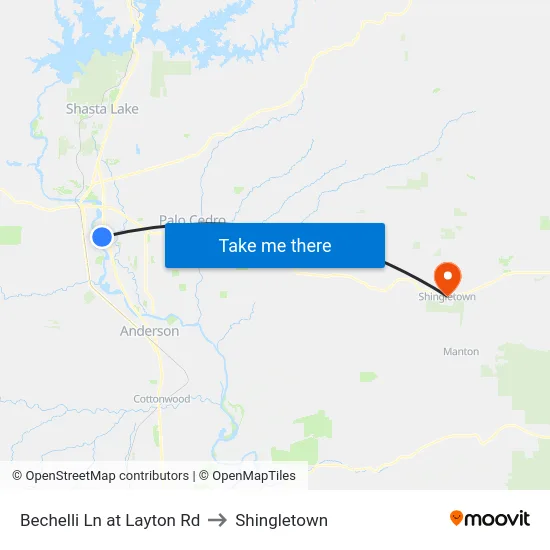 Bechelli Ln at Layton Rd to Shingletown map