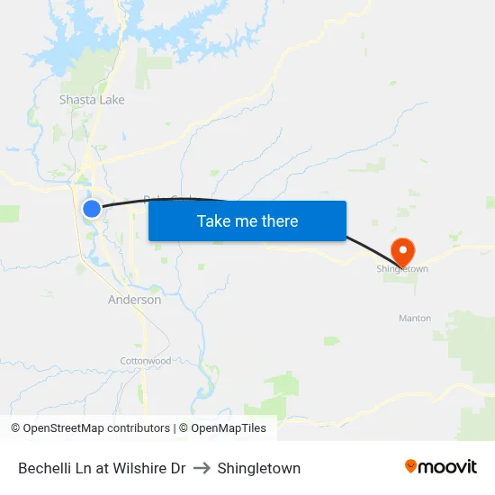 Bechelli Ln at Wilshire Dr to Shingletown map