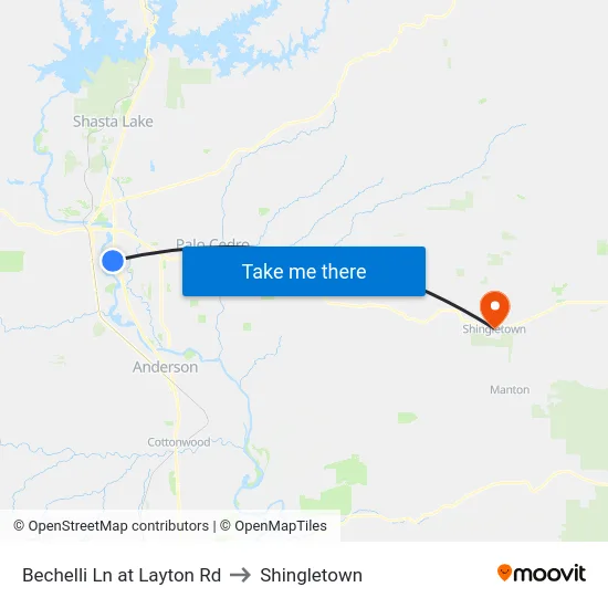 Bechelli Ln at Layton Rd to Shingletown map