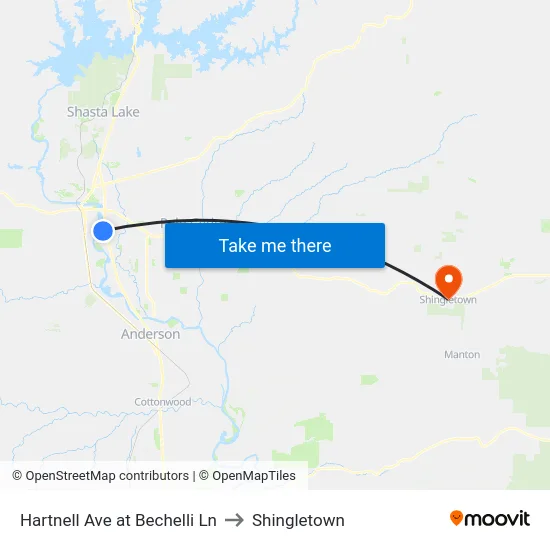 Hartnell Ave at Bechelli Ln to Shingletown map