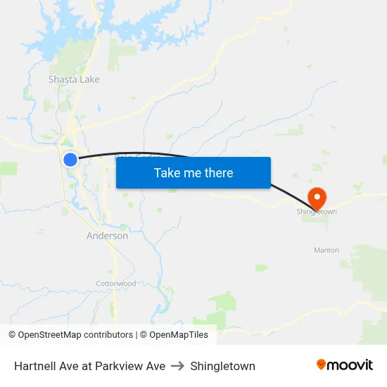 Hartnell Ave at Parkview Ave to Shingletown map