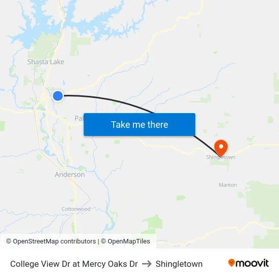 College View Dr at Mercy Oaks Dr to Shingletown map