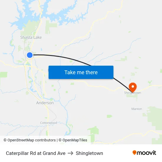 Caterpillar Rd at Grand Ave to Shingletown map