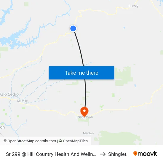 Sr 299 @ Hill Country Health And Wellness Center to Shingletown map