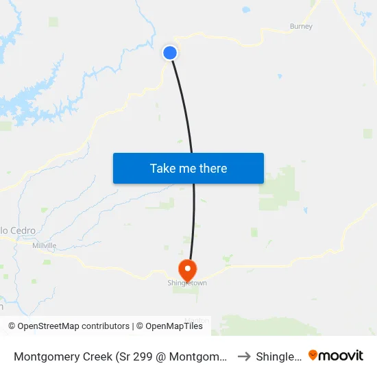 Montgomery Creek (Sr 299 @ Montgomery Creek Library) to Shingletown map