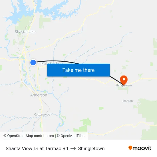 Shasta View Dr at Tarmac Rd to Shingletown map