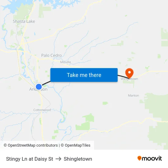 Stingy Ln at Daisy St to Shingletown map
