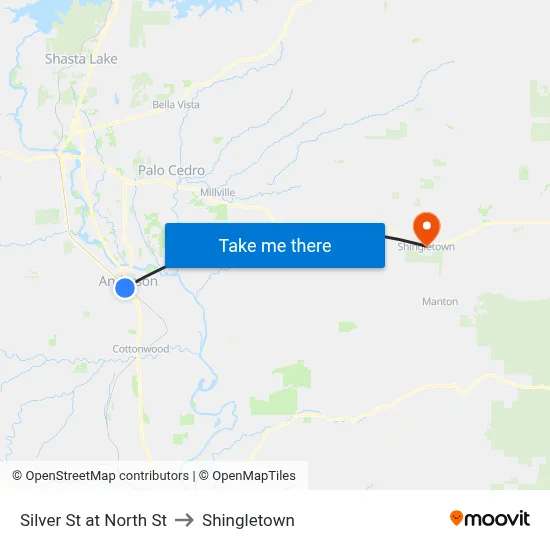 Silver St at North St to Shingletown map