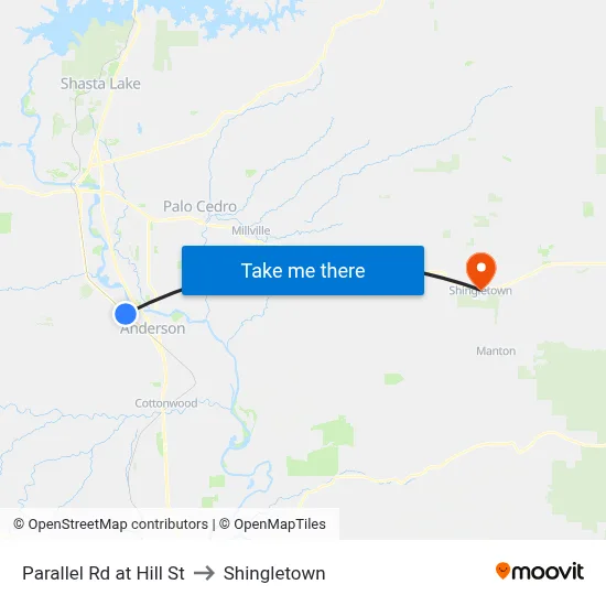 Parallel Rd at Hill St to Shingletown map