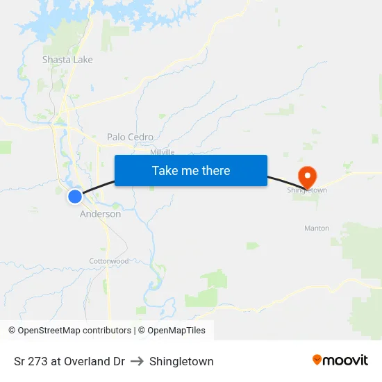 Sr 273 at Overland Dr to Shingletown map