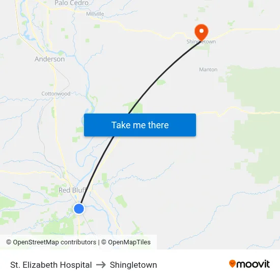 St. Elizabeth Hospital to Shingletown map
