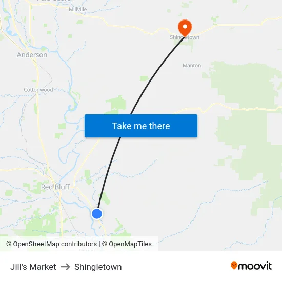 Jill's Market to Shingletown map