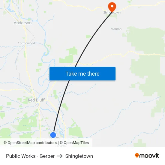 Public Works - Gerber to Shingletown map