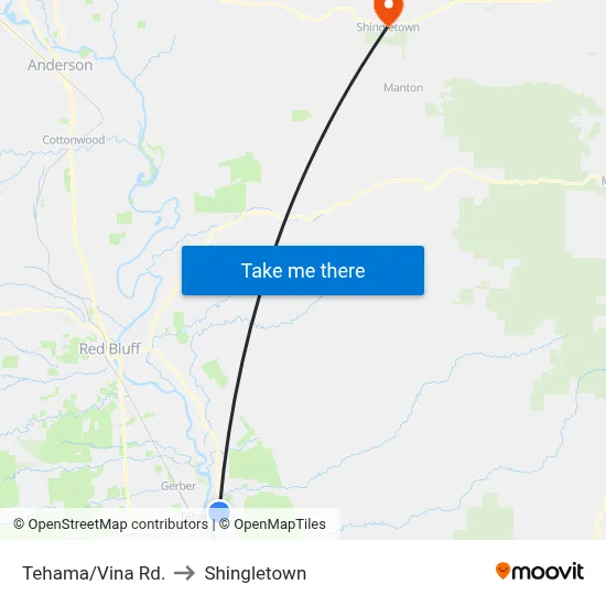 Tehama/Vina Rd. to Shingletown map