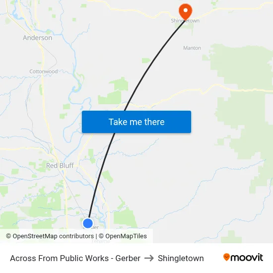 Across From Public Works - Gerber to Shingletown map