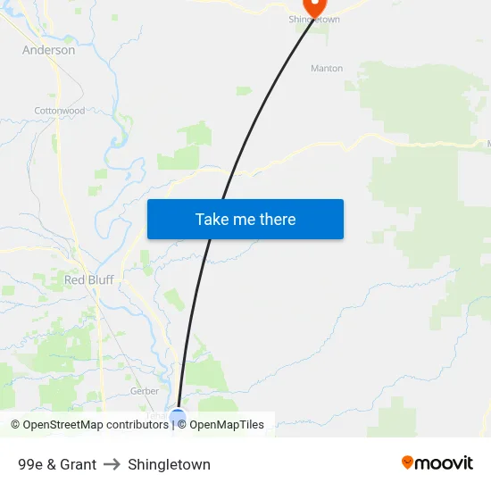 99e & Grant to Shingletown map