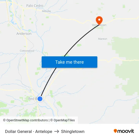 Dollar General - Antelope to Shingletown map