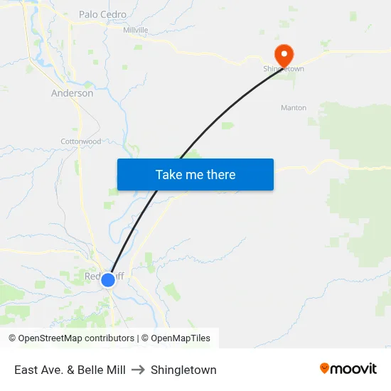 East Ave. & Belle Mill to Shingletown map