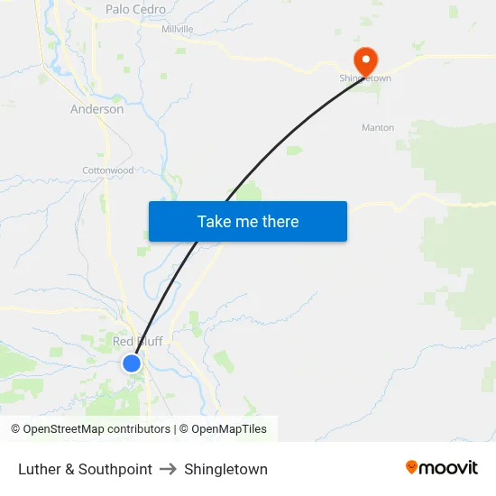 Luther & Southpoint to Shingletown map