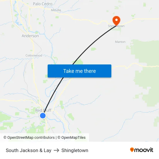 South Jackson & Lay to Shingletown map