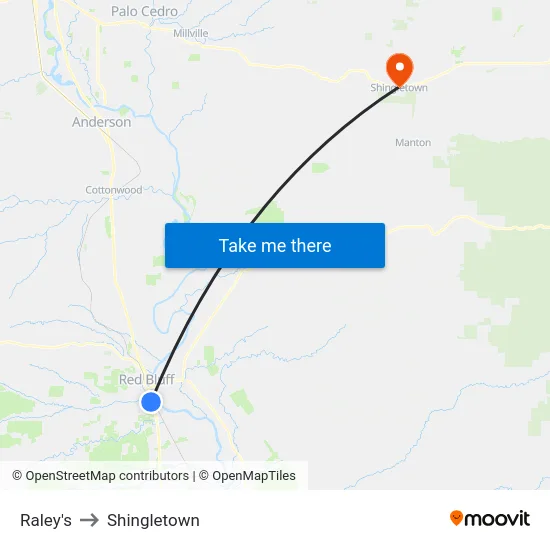 Raley's to Shingletown map