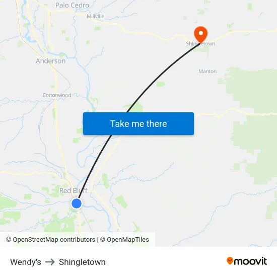 Wendy's to Shingletown map