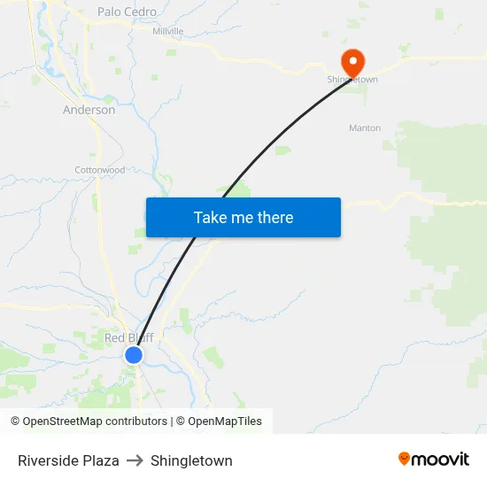 Riverside Plaza to Shingletown map