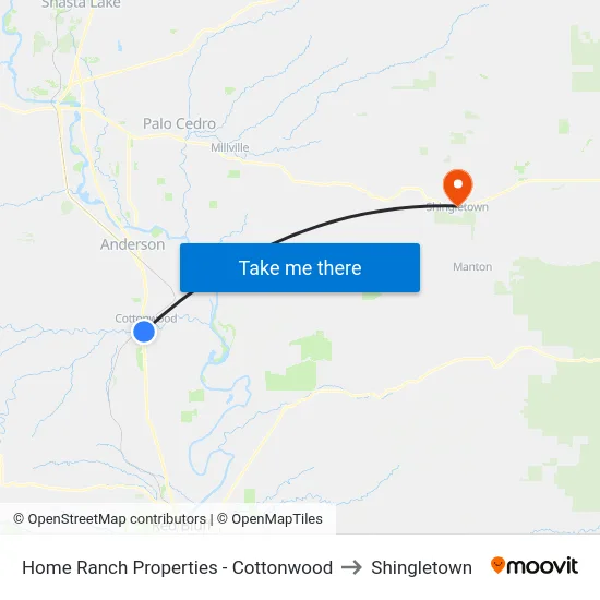 Home Ranch Properties - Cottonwood to Shingletown map