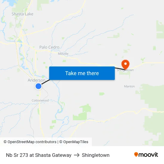 Nb Sr 273 at Shasta Gateway to Shingletown map