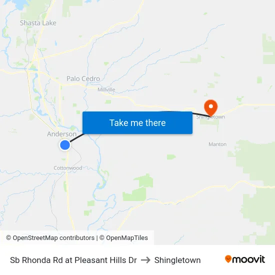 Sb Rhonda Rd at Pleasant Hills Dr to Shingletown map