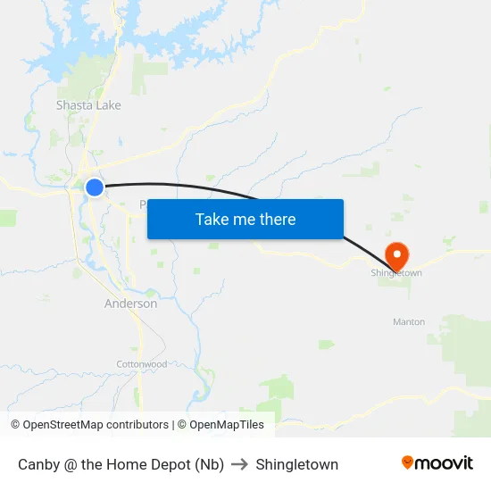 Canby @ the Home Depot (Nb) to Shingletown map