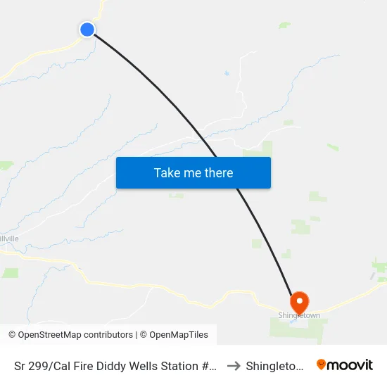 Sr 299/Cal Fire Diddy Wells Station #74 to Shingletown map