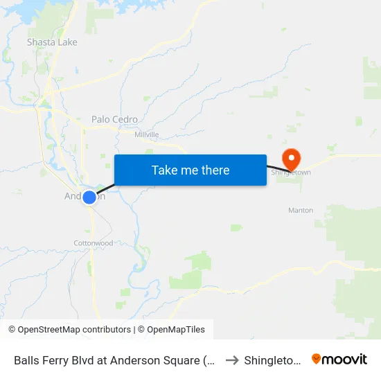 Balls Ferry Blvd at Anderson Square (Mb) to Shingletown map