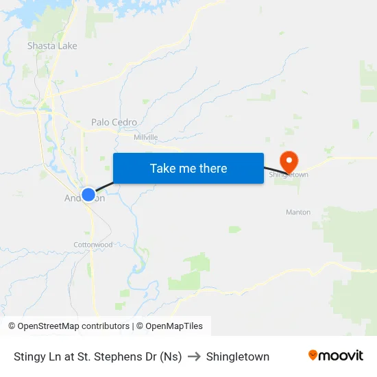 Stingy Ln at St. Stephens Dr (Ns) to Shingletown map