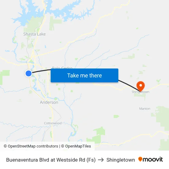 Buenaventura Blvd at Westside Rd (Fs) to Shingletown map