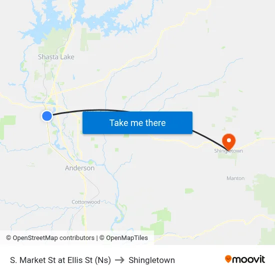 S. Market St at Ellis St (Ns) to Shingletown map
