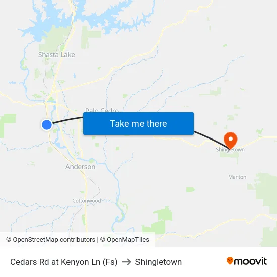 Cedars Rd at Kenyon Ln (Fs) to Shingletown map