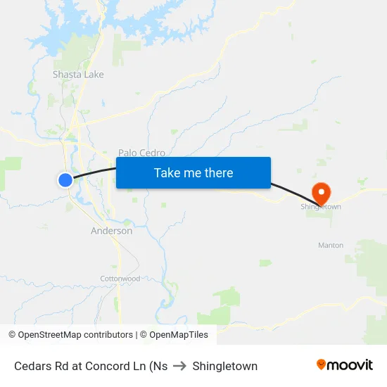 Cedars Rd at Concord Ln (Ns to Shingletown map