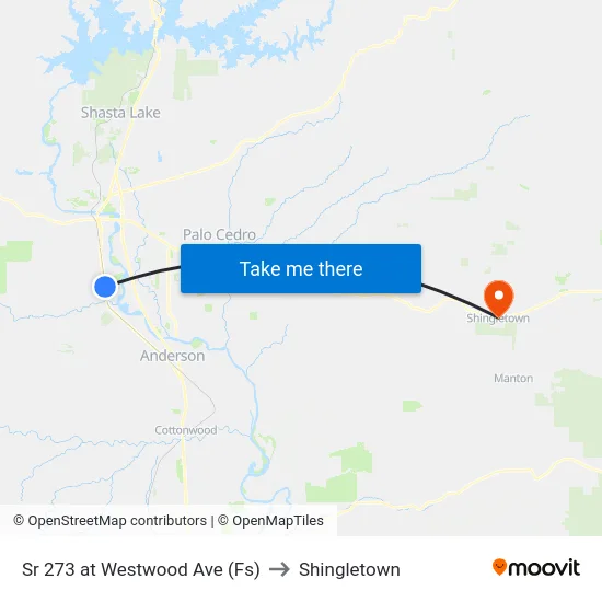 Sr 273 at Westwood Ave (Fs) to Shingletown map
