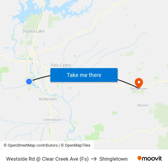 Westside Rd @ Clear Creek Ave (Fs) to Shingletown map