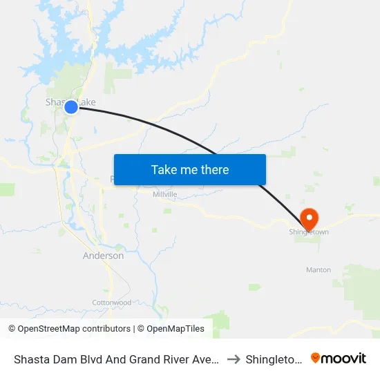Shasta Dam Blvd And Grand River Ave (Ns) to Shingletown map