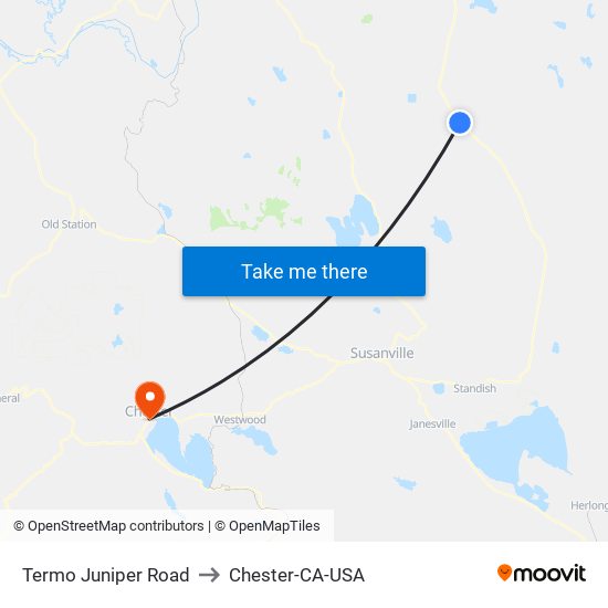 Termo Juniper Road to Chester-CA-USA map