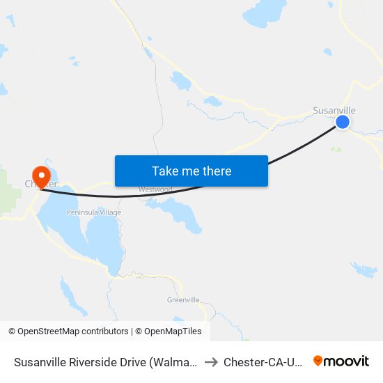 Susanville Riverside Drive (Walmart) to Chester-CA-USA map