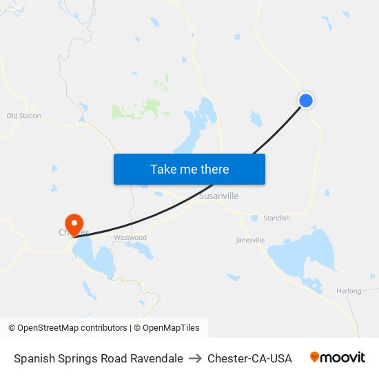 Spanish Springs Road Ravendale to Chester-CA-USA map