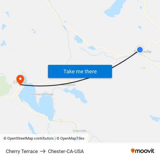 Cherry Terrace to Chester-CA-USA map