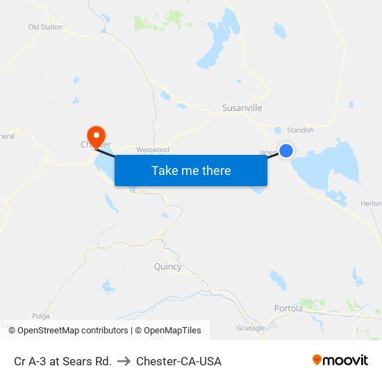 Cr A-3 at Sears Rd. to Chester-CA-USA map